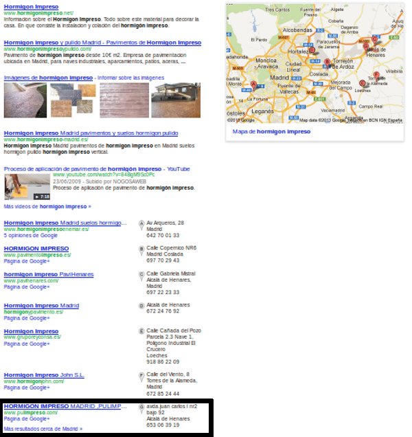 seo, hormigon impreso