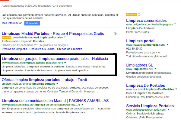 limpieza acceso a portales