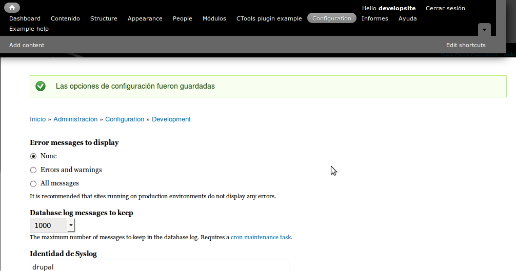 no mostrar mensaje de error drupal